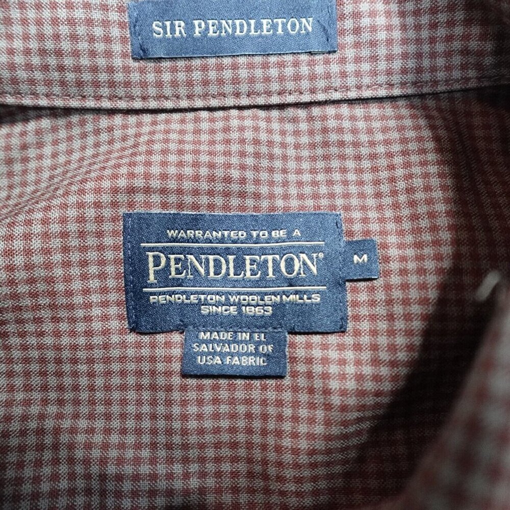 Pendleton Shirt Medium Brown Gingham Plaid Virgin… - image 3
